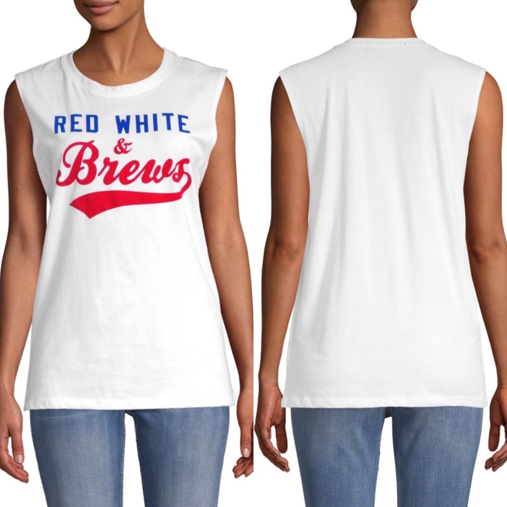 Red White and Brews Sleeveless Graphic Tee